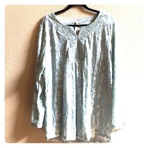 Índigo soul light Aqua blue blouse/tunic Sz2XL NWT
